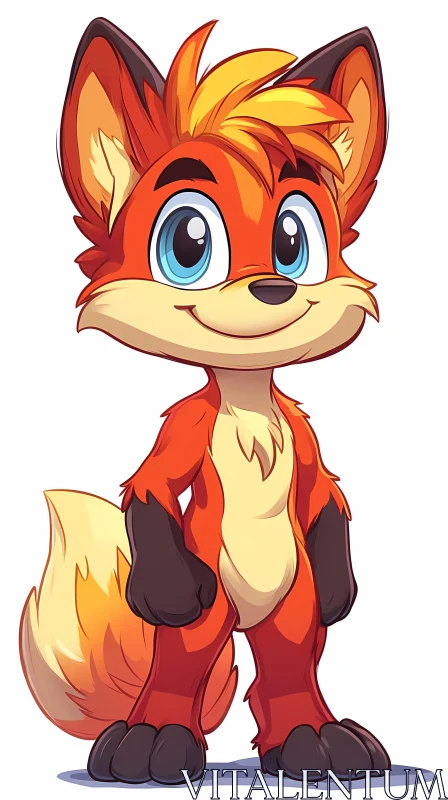 Playful Animated Fox Illustration AI Image