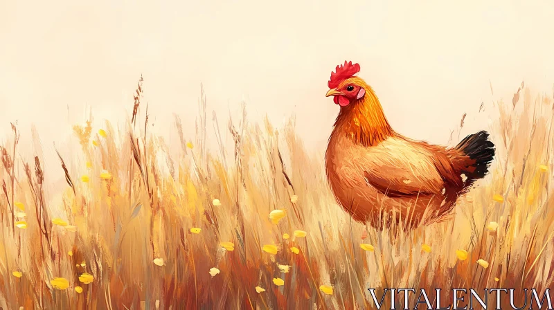 AI ART Pastoral Chicken Painting