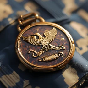 Vintage Eagle Medallion Close-Up