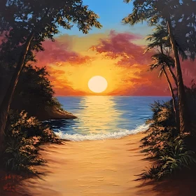 Seascape Sunset Oil Painting