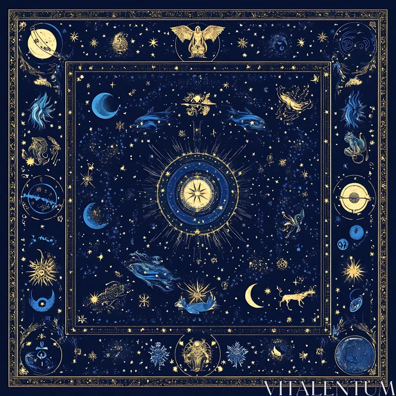 AI ART Astrological Star Chart: Zodiac Constellations