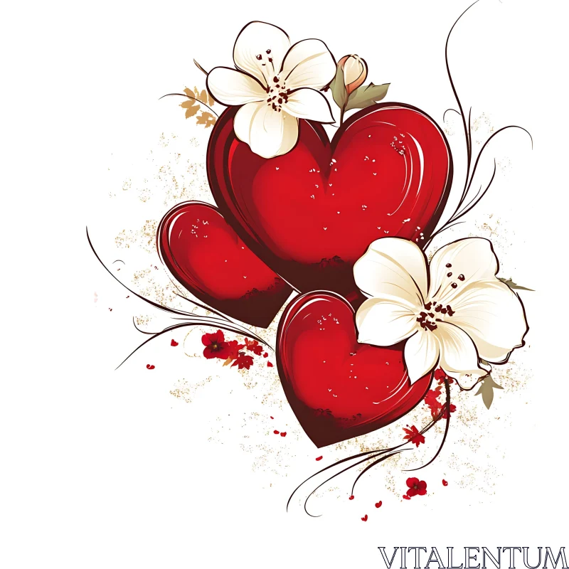 Floral Hearts Romantic Arrangement AI Image