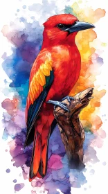Vibrant Red Bird Illustration