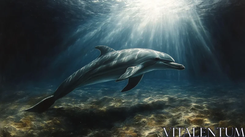 Serene Dolphin in Ocean Waters AI Image