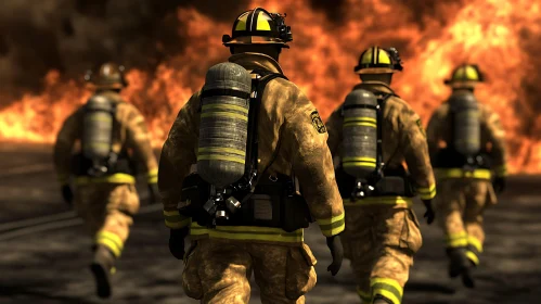 Firefighters Battling Intense Flames