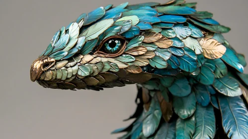 Ornamental Feathered Serpent Head: Detailed Art