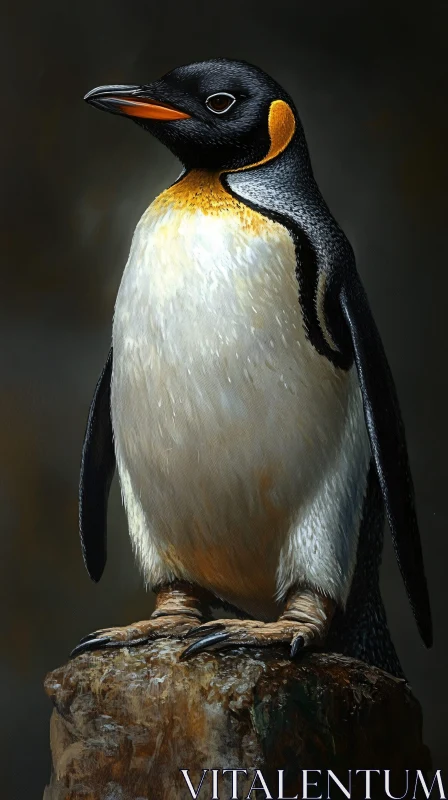 Proud Penguin on Rock AI Image