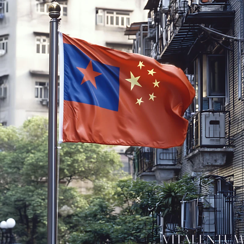 Flag of China in the City AI Image