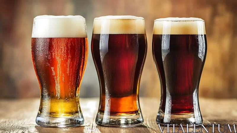 AI ART Three Beer Glasses with Frothy Tops