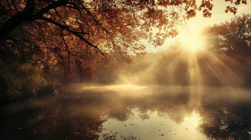 Tranquil Autumn Morning by the Lake