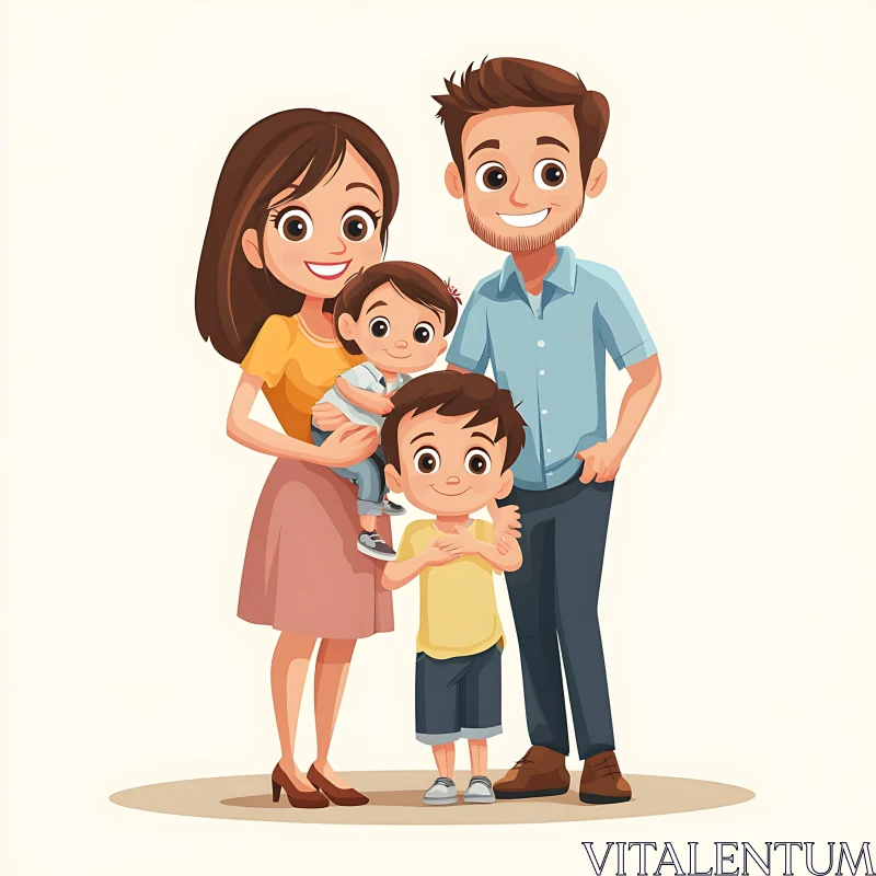 AI ART Happy Family Cartoon Image