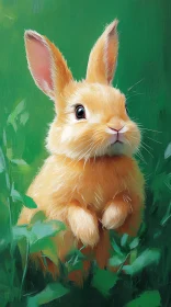 Adorable Golden Bunny Amidst Greenery