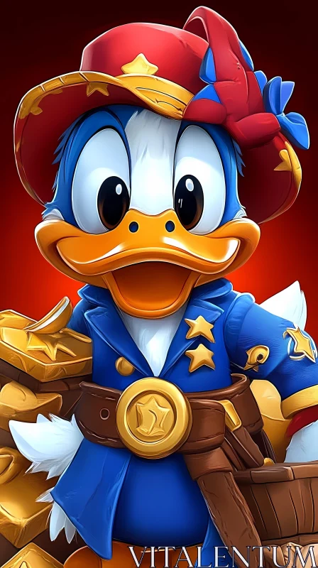 Vibrant Cartoon Duck Character Illustration AI Image