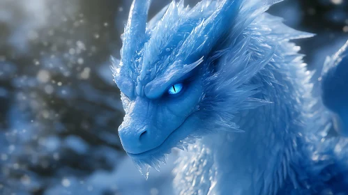 Crystalline Ice Dragon with Piercing Eyes