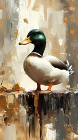 Mallard Duck with Abstract Background