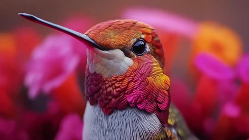 Vibrant Hummingbird in Floral Splendor