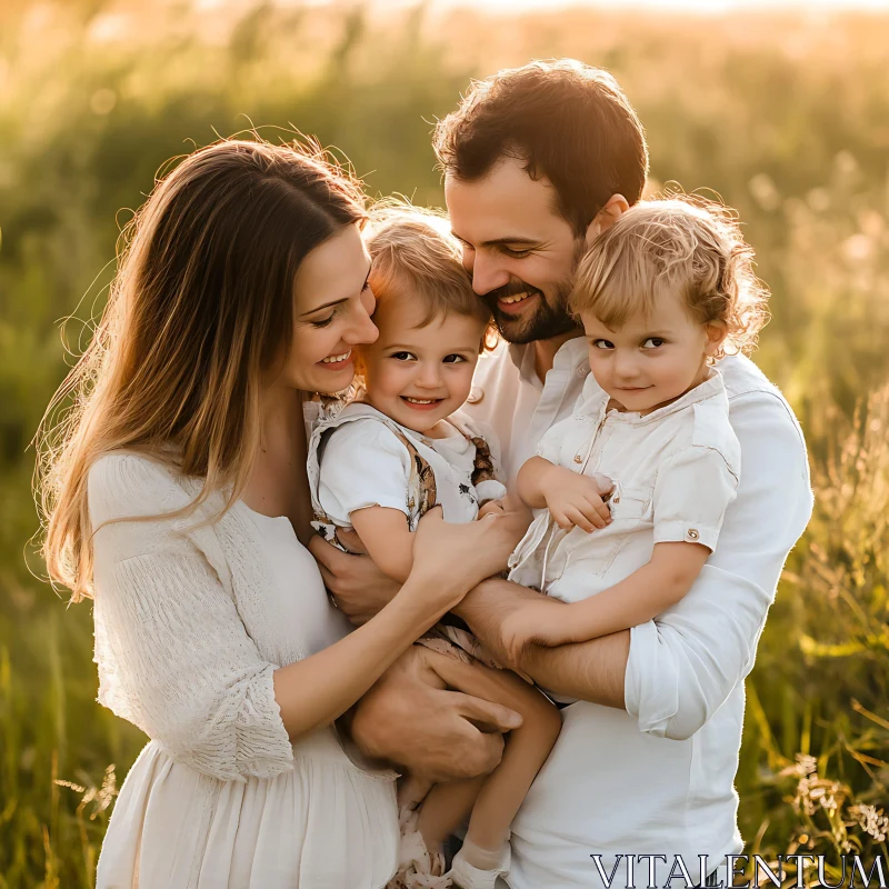 AI ART Loving Family in a Field