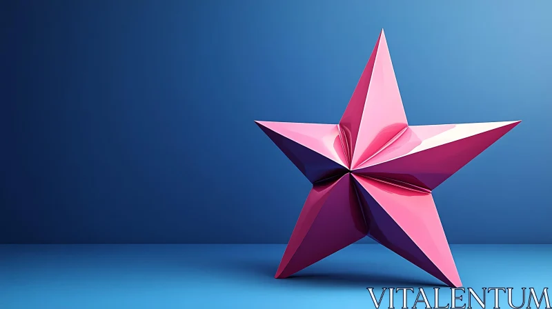 Abstract Star Art: Pink on Blue AI Image