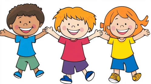 Happy Children Cartoon Image