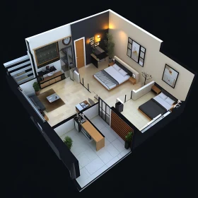 Contemporary Apartment Floor Plan Rendering