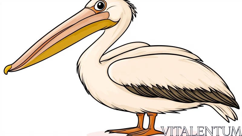 Illustrated Pelican with Long Beak AI Image