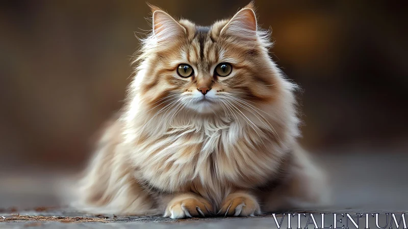 Adorable Fluffy Cat with Warm Tones AI Image