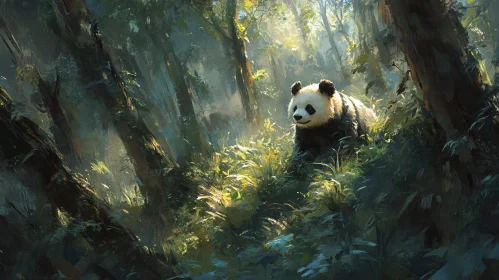 Serene Panda in Forest