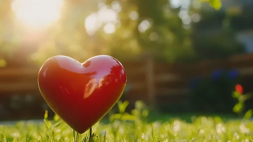 Red Heart in Green Grass