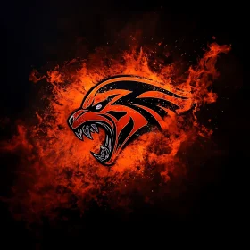 Roaring Beast in Red Flames
