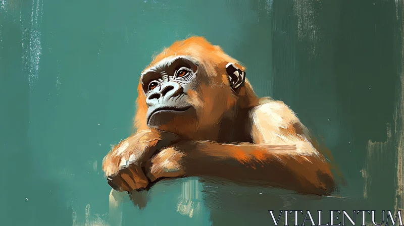 Thoughtful Monkey Artwork AI Image