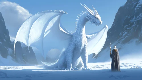 Icy Dragon and Wizard Encounter