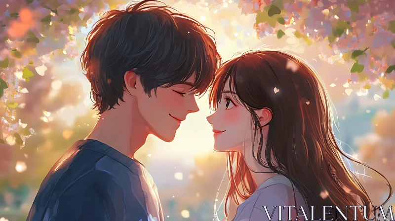 AI ART Romantic Anime Style Couple Illustration