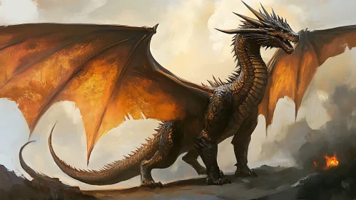 Dragon with Fiery Wings: Mythical Art