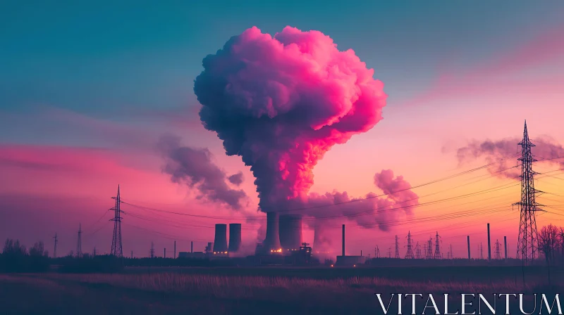 AI ART Industrial Sunset with Pink Emission