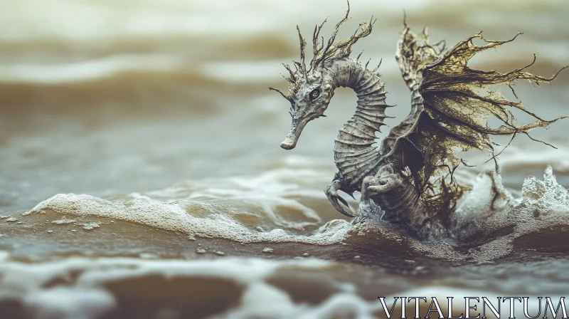 AI ART Seahorse Dragon in the Ocean Waves