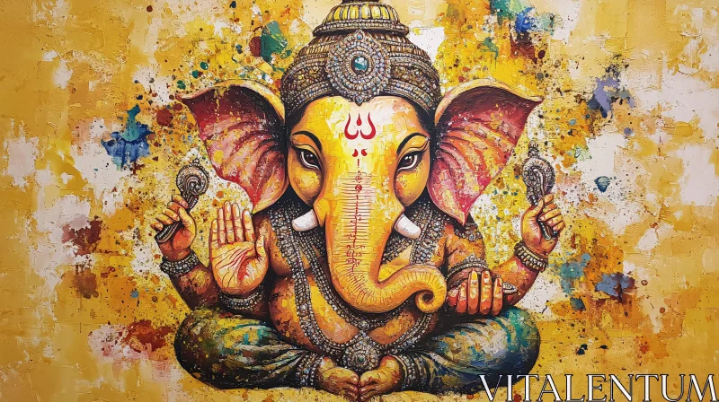 Ganesha: A Textured Divine Portrait AI Image