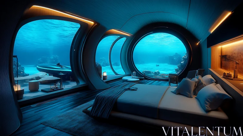 Modern Ocean View Underwater Suite AI Image