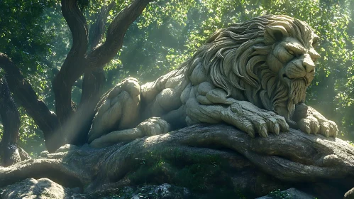 Stone Lion Sculpture