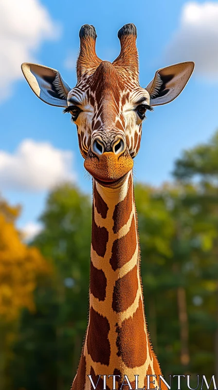 Graceful Giraffe Portrait AI Image