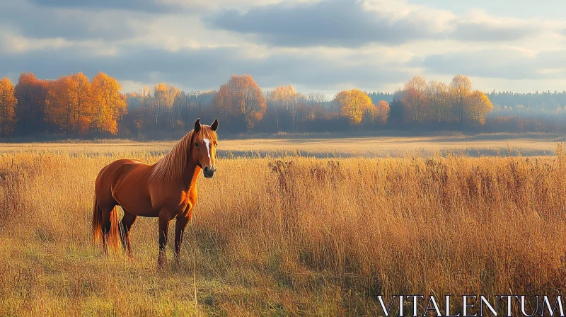 Graceful Horse Amidst Autumn Colors AI Image