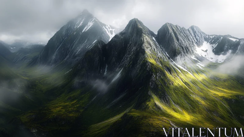 Mysterious Mountain Landscape AI Image