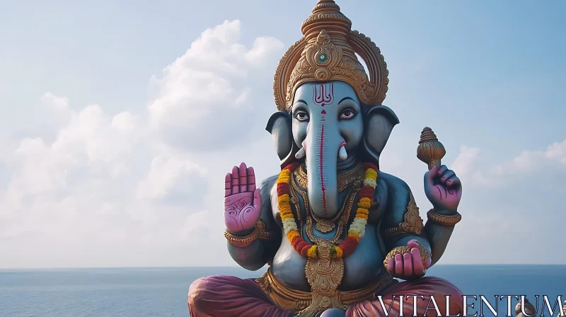 Hindu God Ganesha Statue AI Image