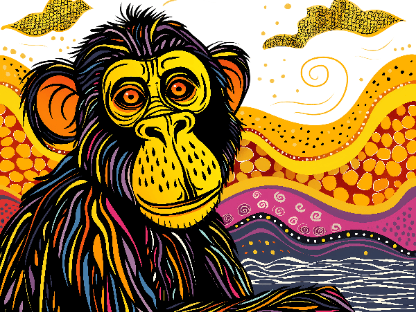 Colorful Monkey Art on Tee POD Design