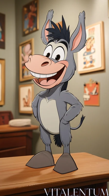 Playful Cartoon Donkey Character AI Image