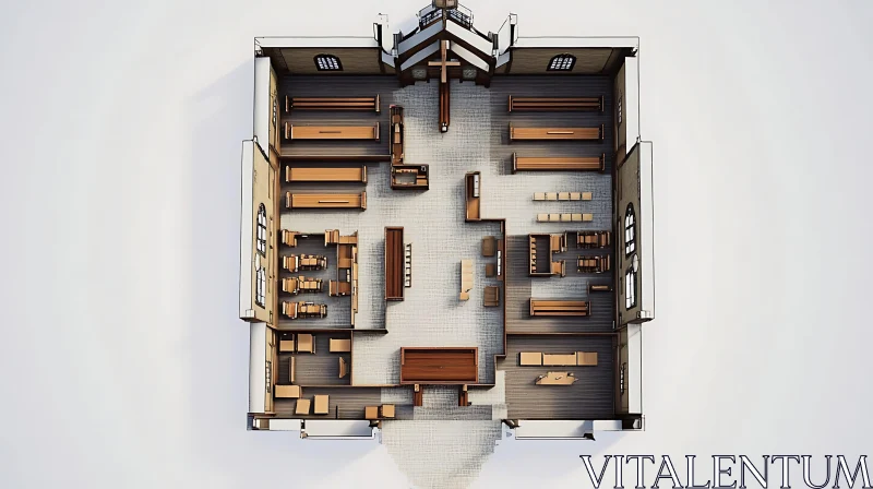 Top-Down View of Building Interior AI Image