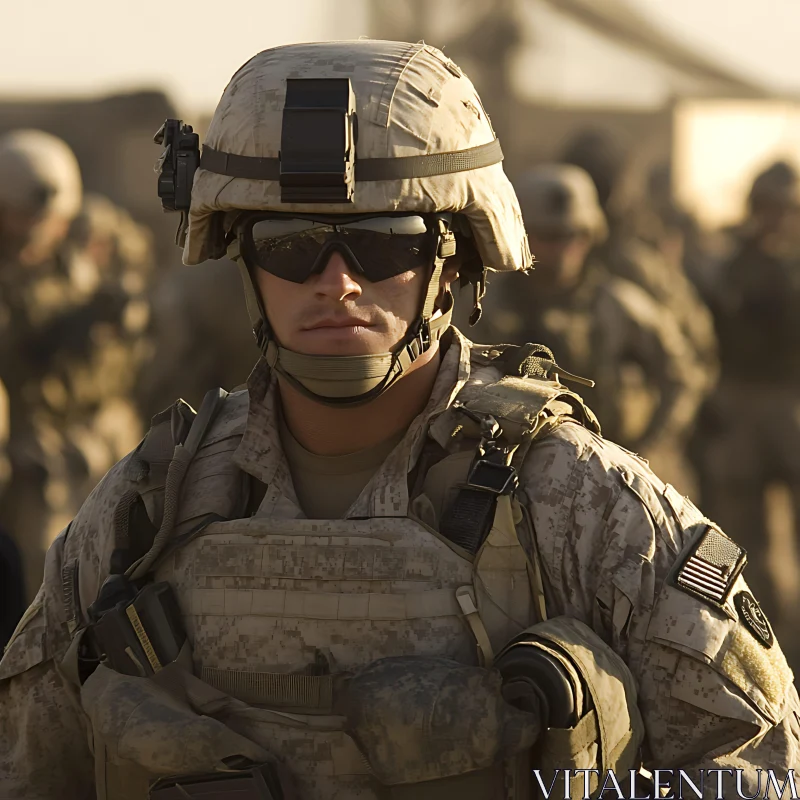 American Soldier in Combat Uniform AI Image