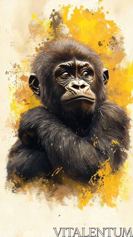 Gorilla in Abstract Wildlife Art AI Image