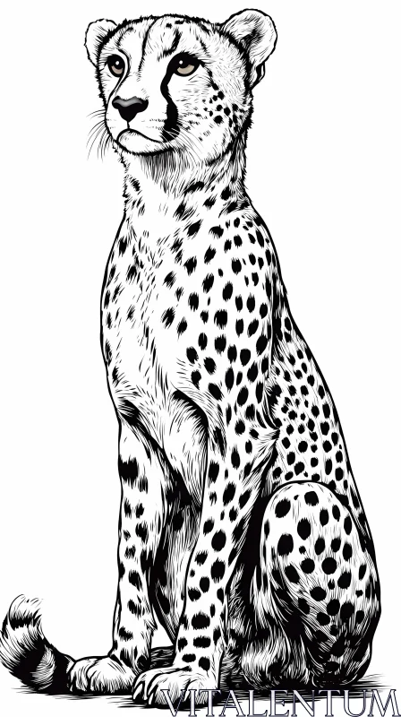 Cheetah Art in Monochrome AI Image