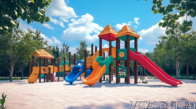 Outdoor Kids Playground with Slides AI Image