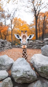 Giraffe Among Fall Colors